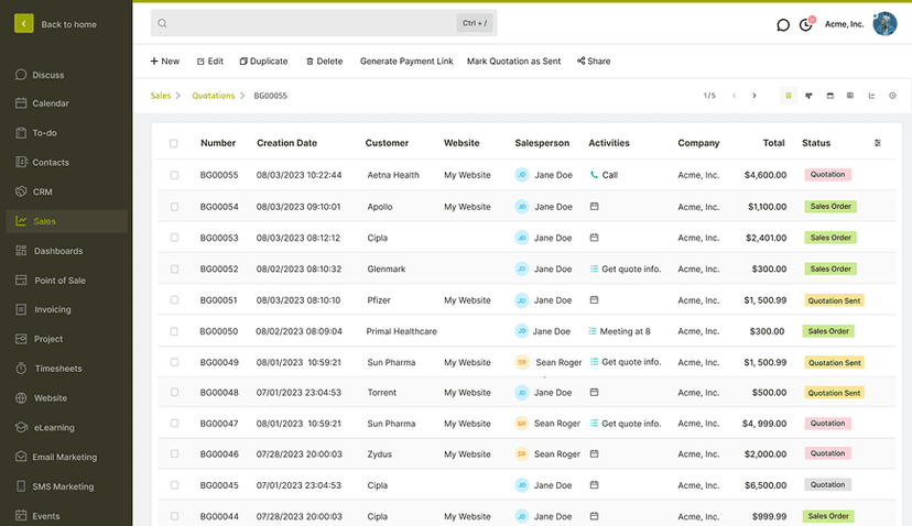 ERP Dashboard Design